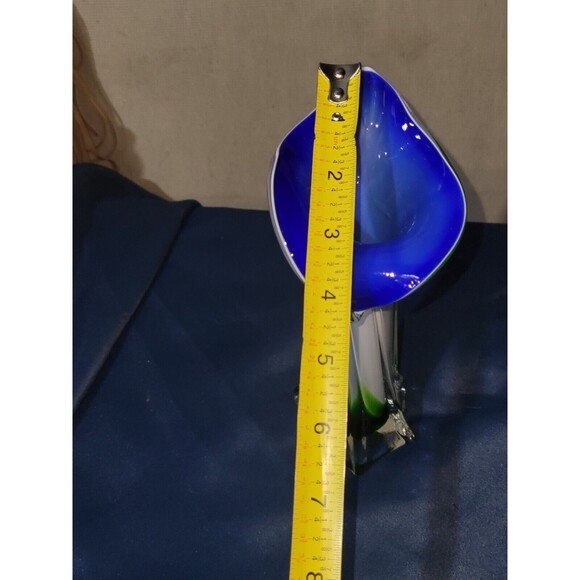 Murano Jack in the Pulpit Encased Glass Vase Handblown Blue White Green Swirl - Picture 15 of 16